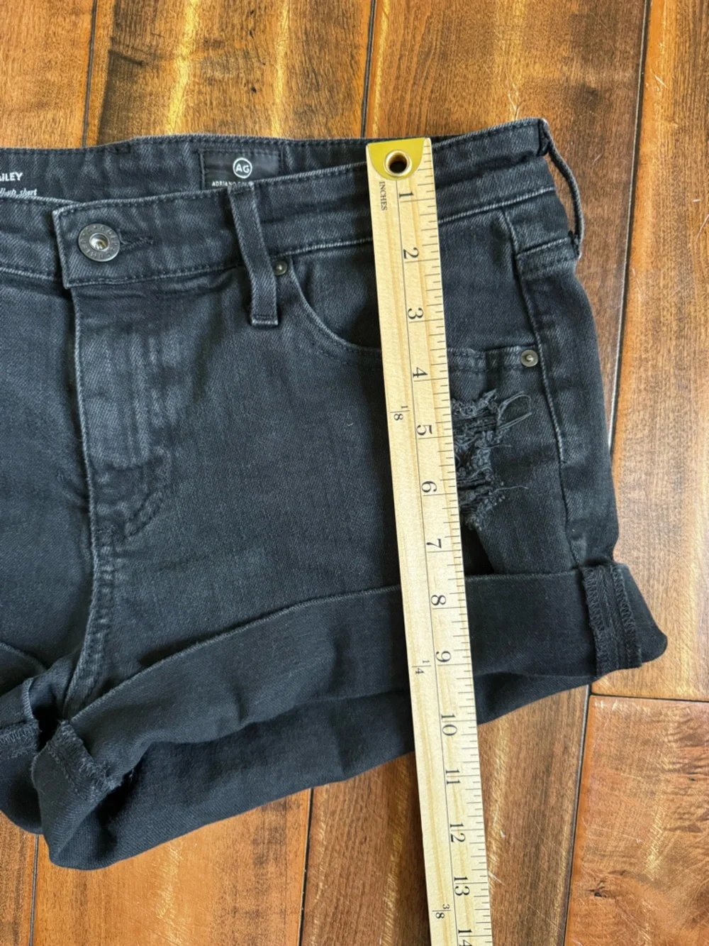 ag hailey boyfriend denim shorts distressed raw hem black - Picture 9 of 10